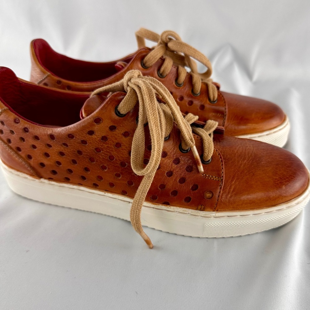 Bed Stu Tan Leather Perforated Sneakers